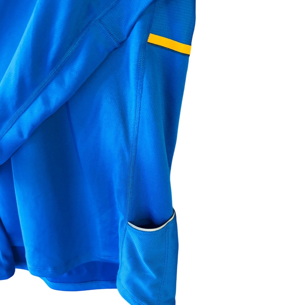 Nike Running Dri-FIT Mens Large Blue Yellow 1/4 Zip Long Sleeve Pullover 445591 - Picture 9 of 9
